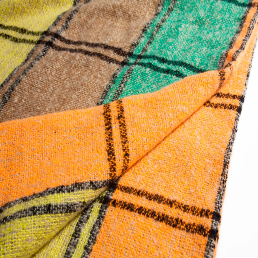 Yellow Women's Shawl With Thickened Large Plaid Square Scarfs-vocosishoes