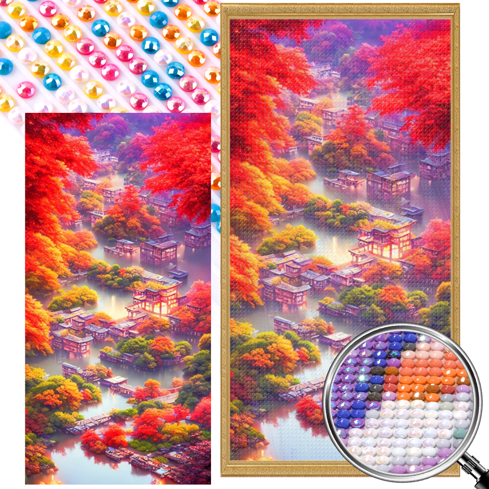 Oriental Water Village 40*80cm(picture) full round drill diamond painting