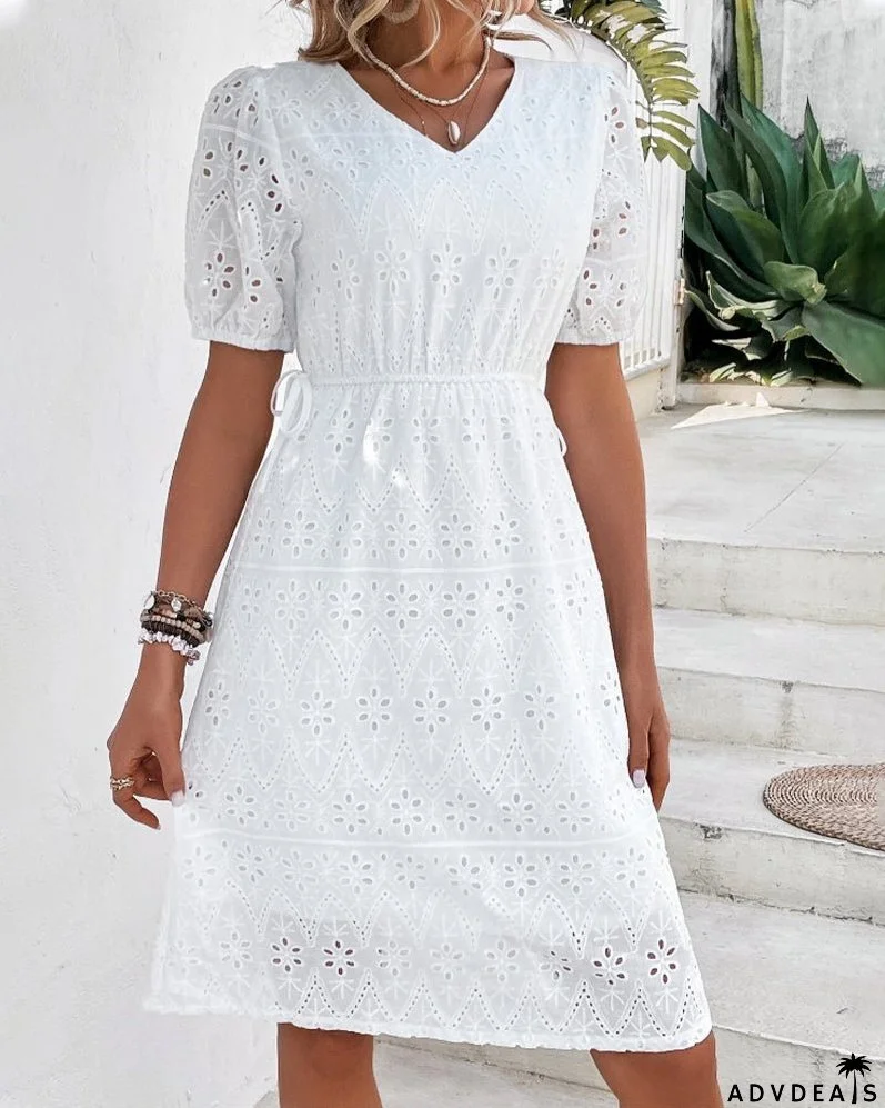 Short Sleeve Dress with Embroidery