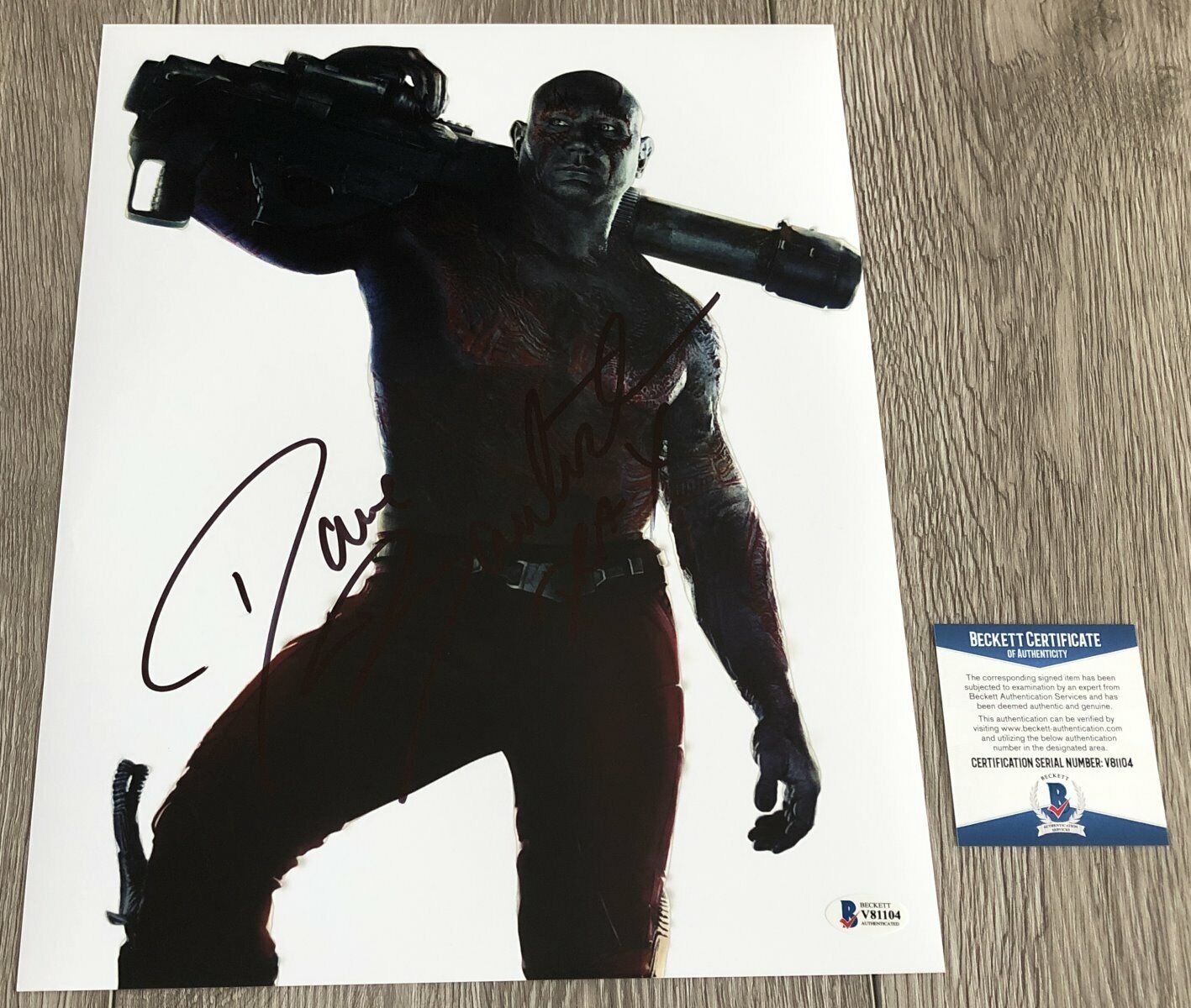 DAVE BAUTISTA SIGNED GUARDIANS OF THE GALAXY 11x14 Photo Poster painting BECKETT COA EXACT PROOF