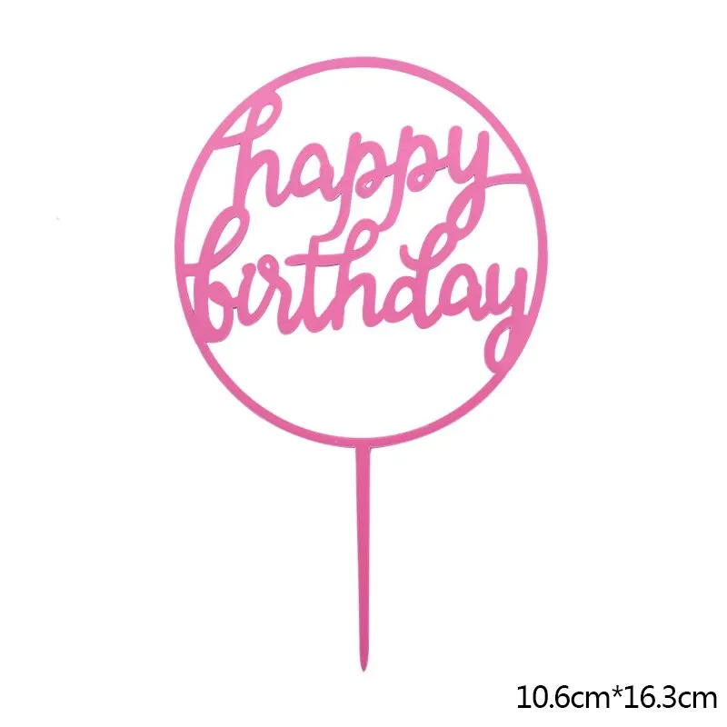 Happy Birthday Cake Topper Acrylic Gold Silver Cake Flag Cupcake Topper For Boy Girl Birthday Party Decorations Wedding Supplies
