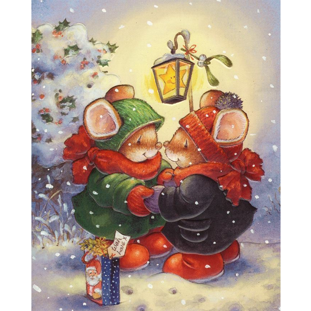 

30*40CM - Round Drill Diamond Painting - Christmas Mouse, 501 Original