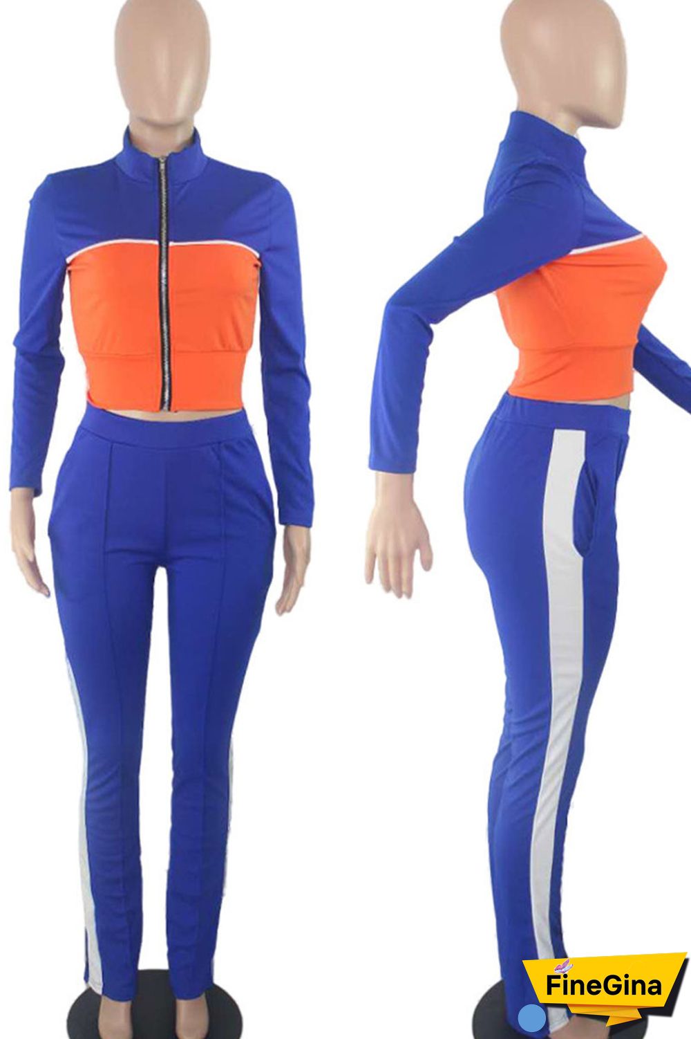 Grey Casual Sportswear Solid Patchwork Zipper Long Sleeve Two Pieces