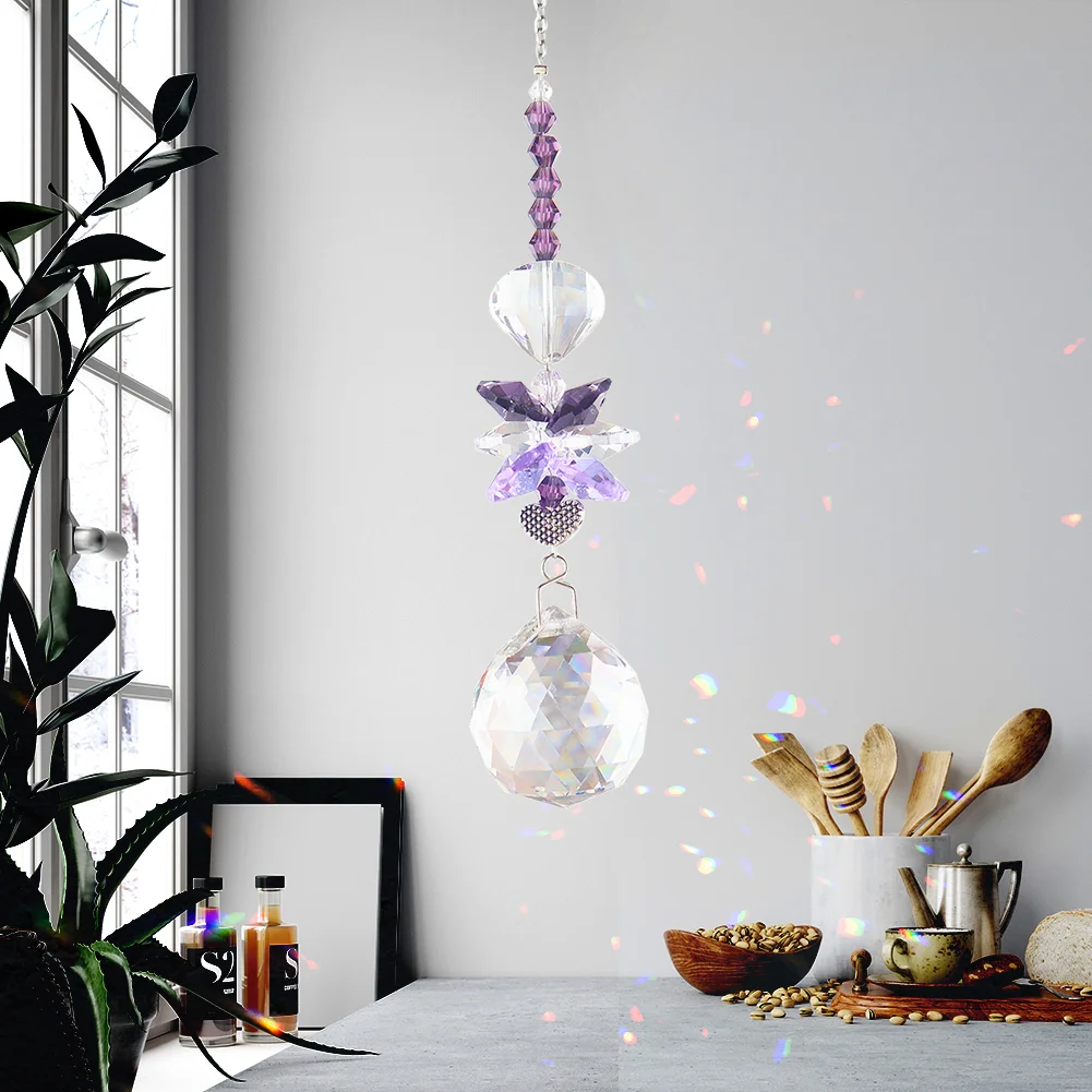 1/5pcs Crystal Wind Chime Garden Hanging Pendant Ornaments for Indoor Outdoor