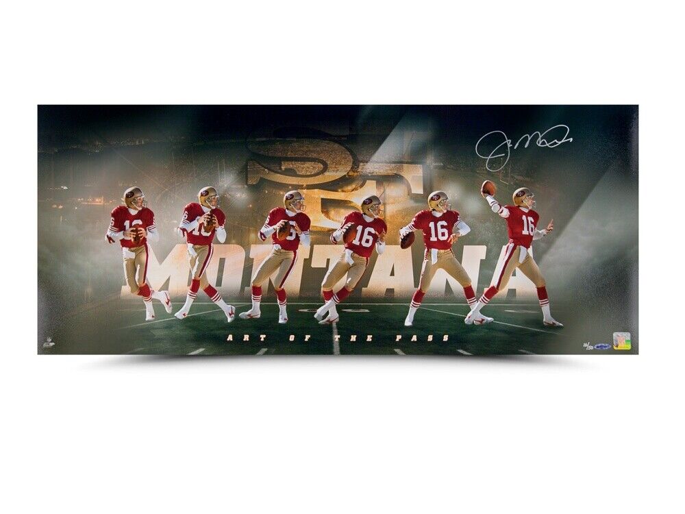 Joe Montana Signed Autographed 36X15 Photo Poster painting Art of the Pass