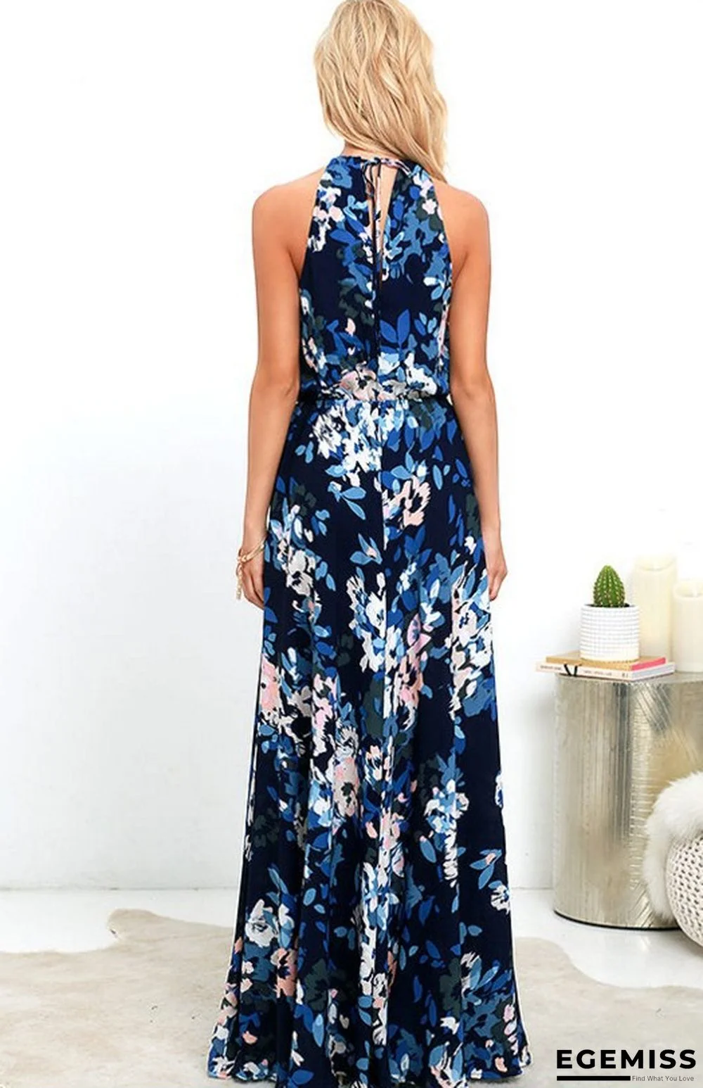 Bohemian Holiday Printed Sleeveless Split Dress | EGEMISS