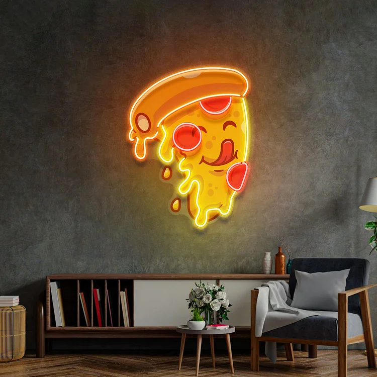 Cute Slice Pizza LED Neon Sign Light Fast Food Sign Wall Decor