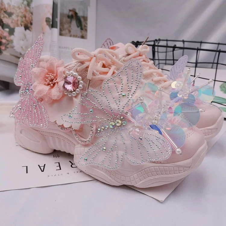 Japanese Pink Butterfly Sweet Sneakers FY011