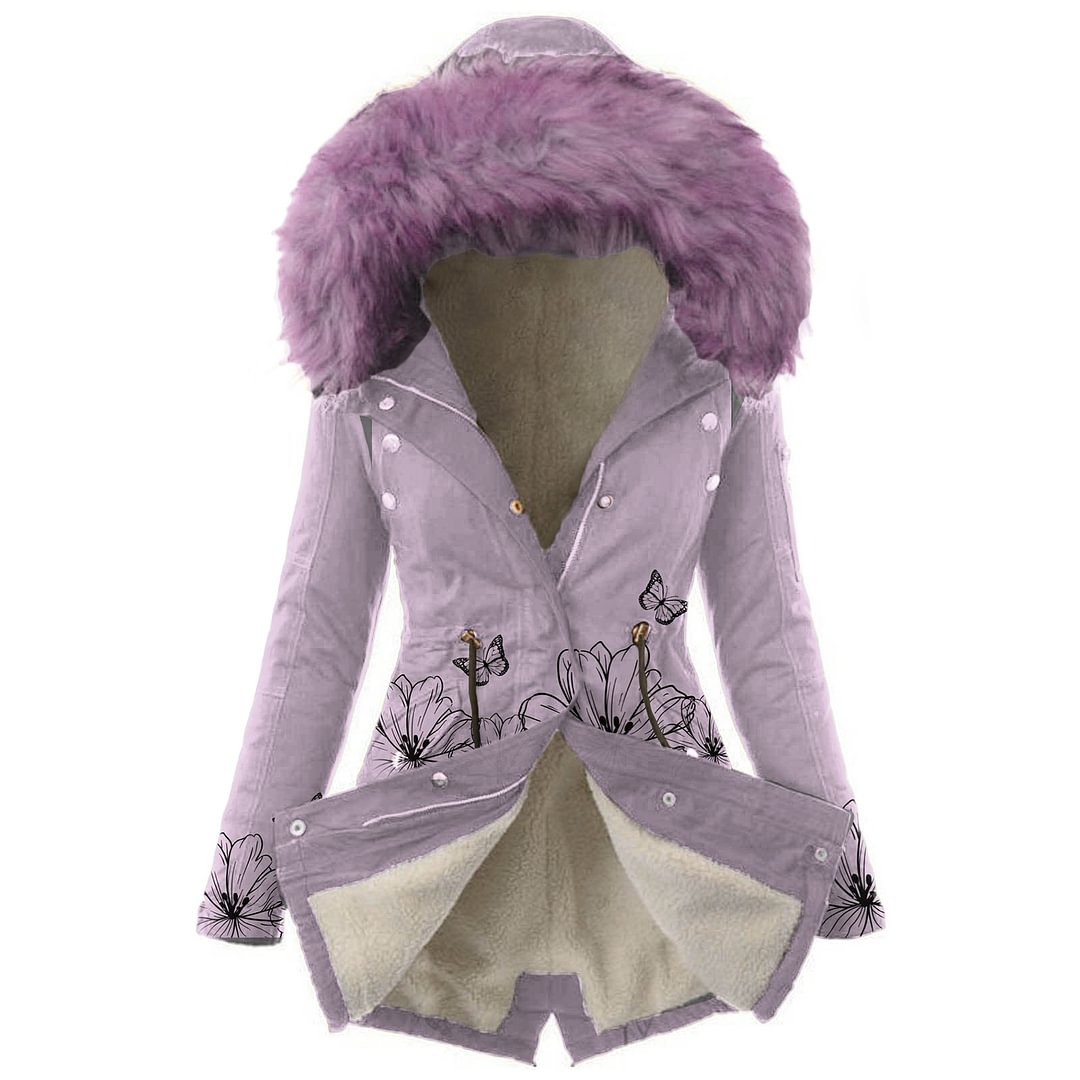 Women's Fashion Floral Print Hooded Jacket