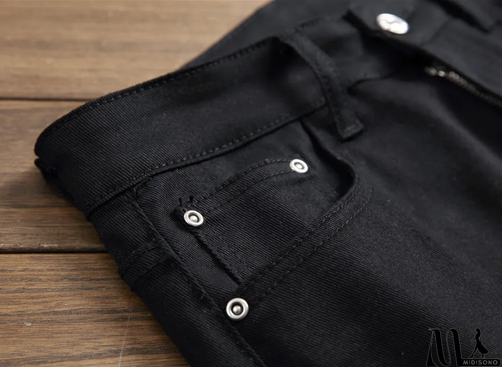 MidiSono - Men's Casual Elastic Printed Straight Jeans