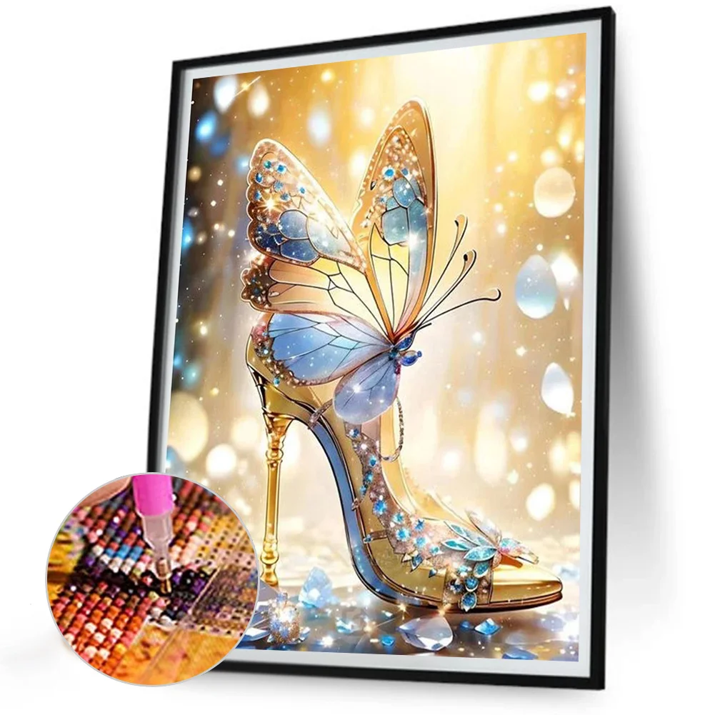 Diamond Painting - Full Round Drill - Butterfly High Heels(Canvas|30*40cm)