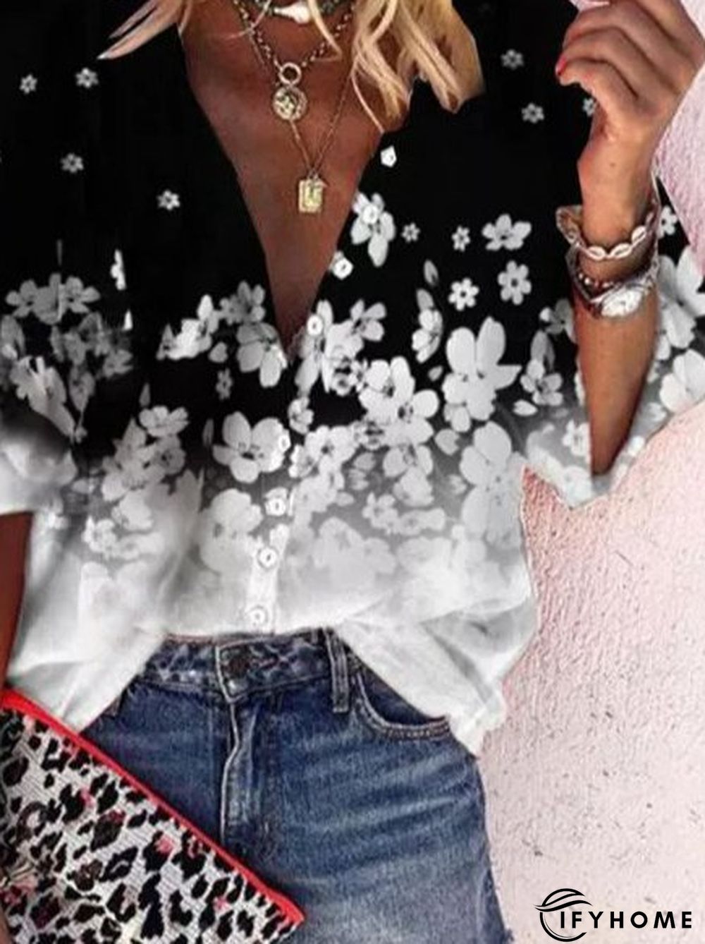 Cotton Casual V Neck Shift Blouse | IFYHOME