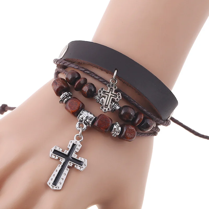 Cross Leather Bracelet