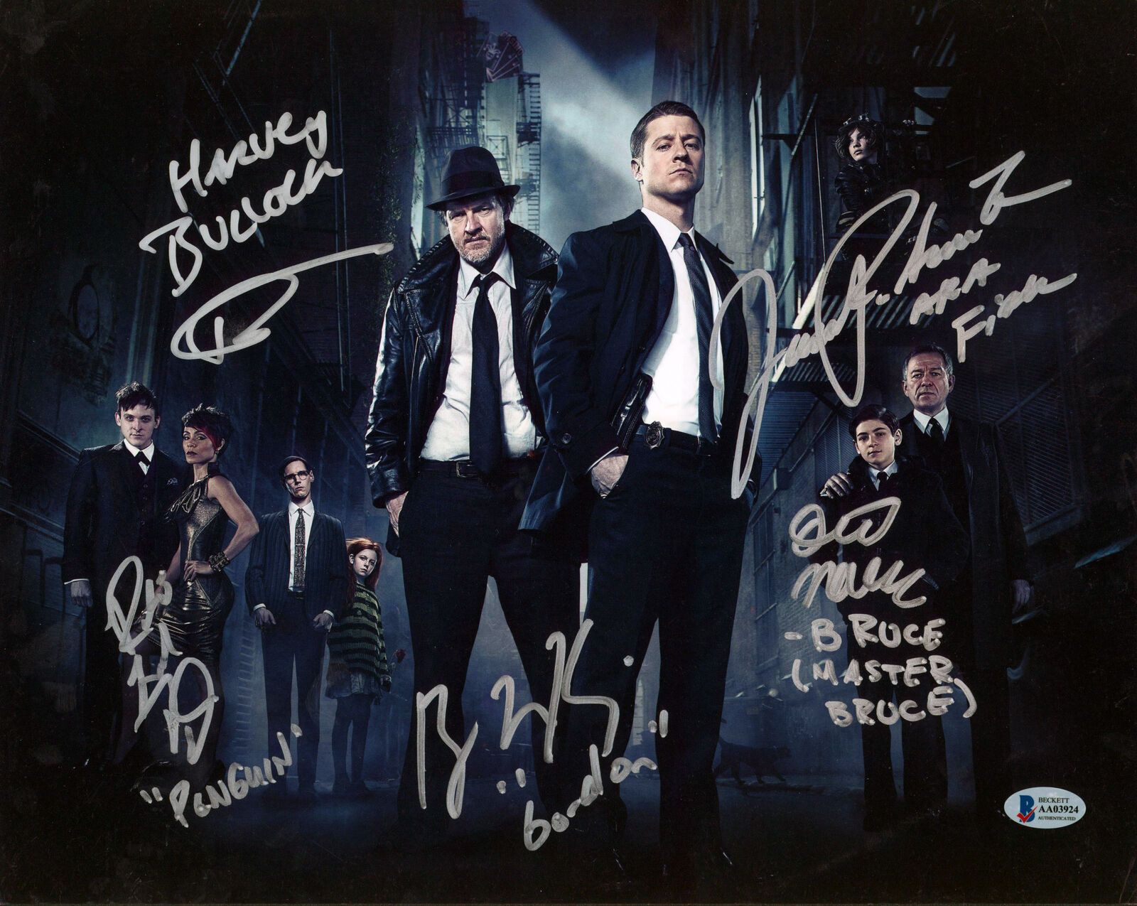 Gotham (5) Mazouz, Logue, Taylor, Richards & McKenzie Signed 11x14 Photo Poster painting BAS 2