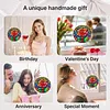 (25cm)DIY Acrylic Jigsaw Puzzle Window Hanging with Hanging Chain DIY Stained Glass Decoration Round Window Puzzle Decor for DIY Craft Project (Stained Glass Red Rose)