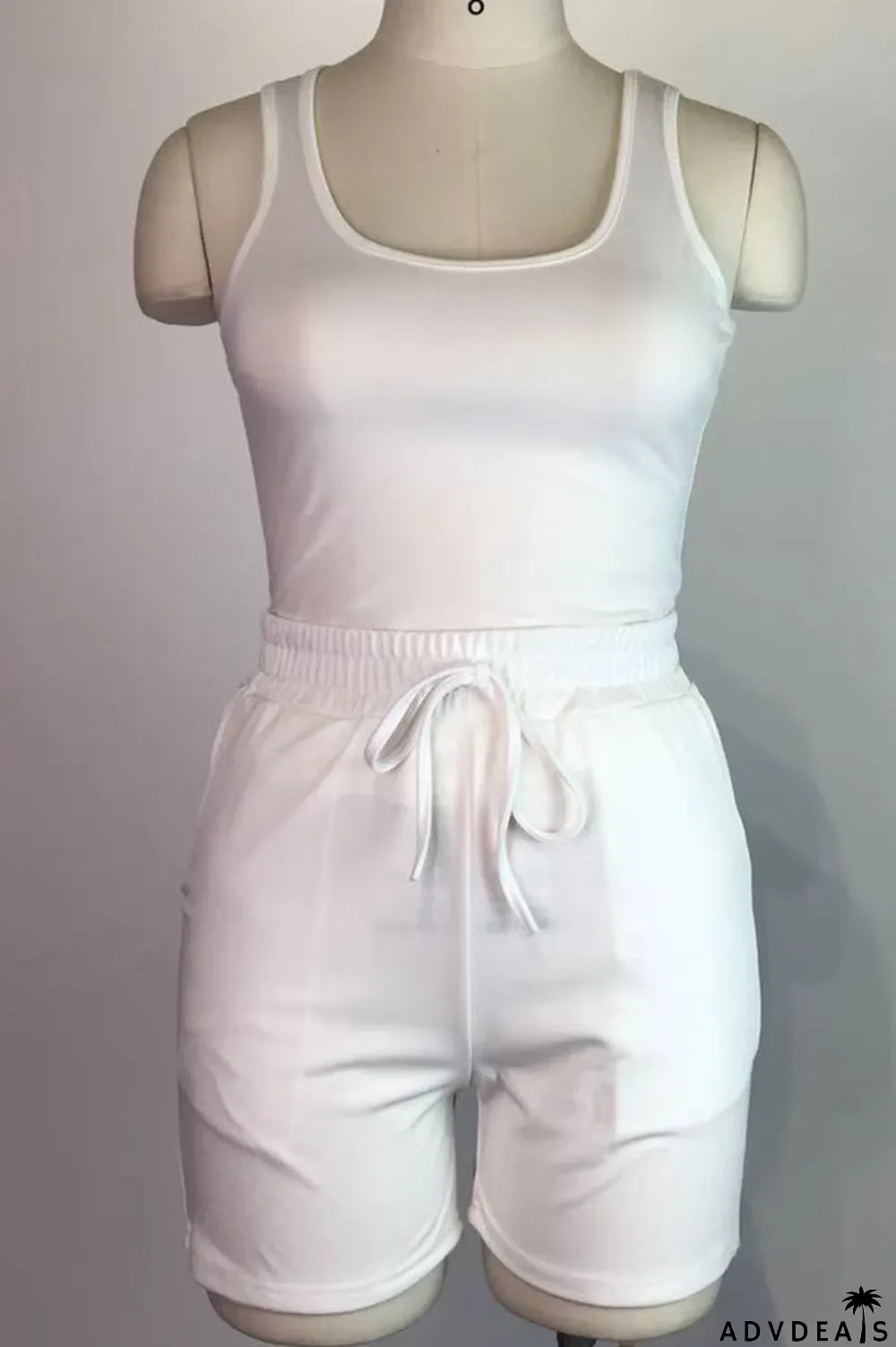 Orange Pink Casual Solid Split Joint U Neck Sleeveless Two Pieces