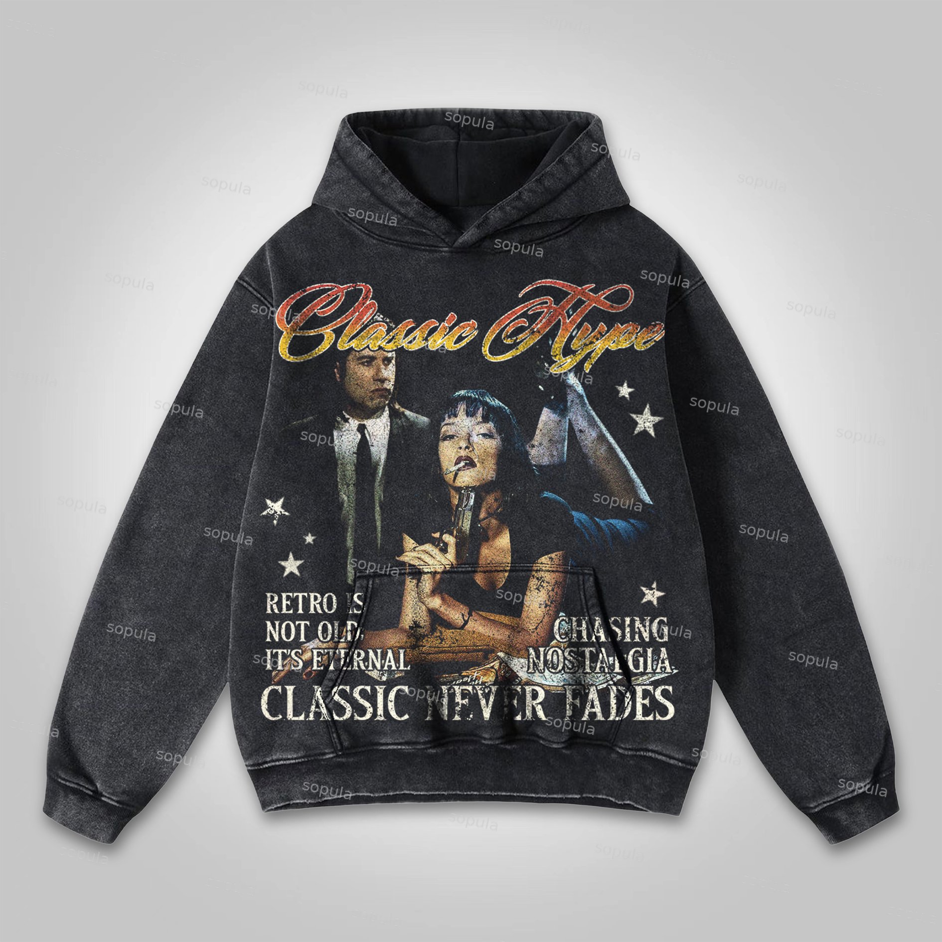 Sopula The Lowdown Revive Retro Graphic Washed Hoodie