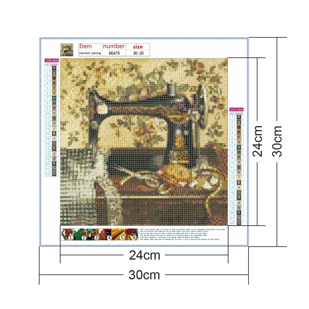 Full Round Diamond Painting 30*30cm - Sewing Machine