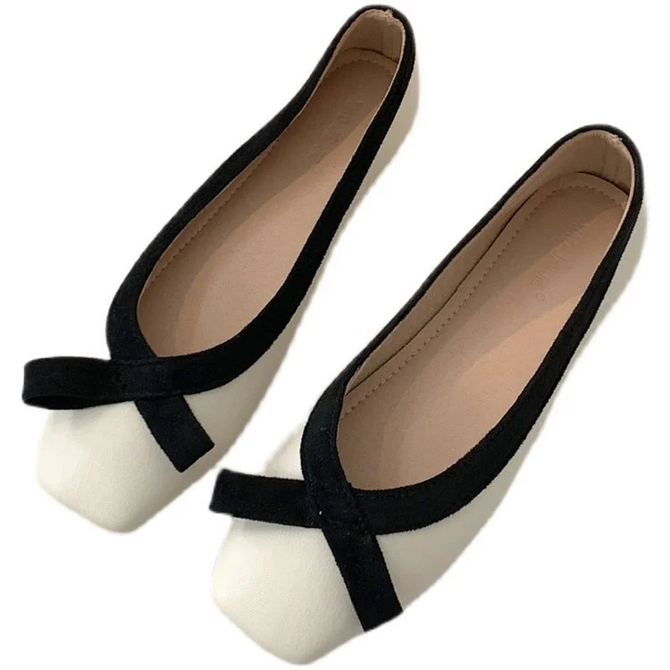 Wongn Wongn 2023 New Fashion Small Fragrant Wind Bow Square Mouth Flat Single Shoe Women's Shoes
