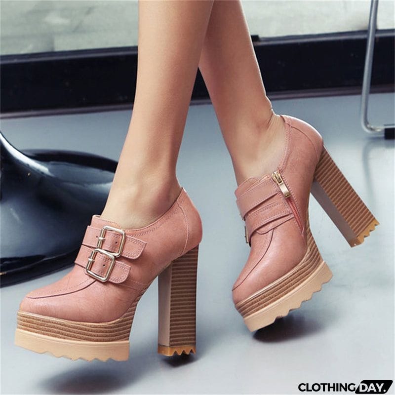 Microfiber High Heel Round Toe Leisure Shoes