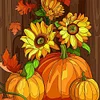 Diamond Painting -DIY Round Drill Pumpkin and Sunflower