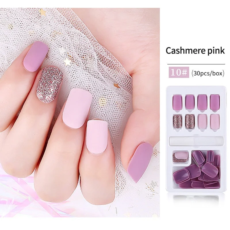 30Pcs Reusable Detachable Fake Artificial Nails Tips Extension False Fake Nails Designs Nail Art Beauty Manicure Tools-Nail Inspo