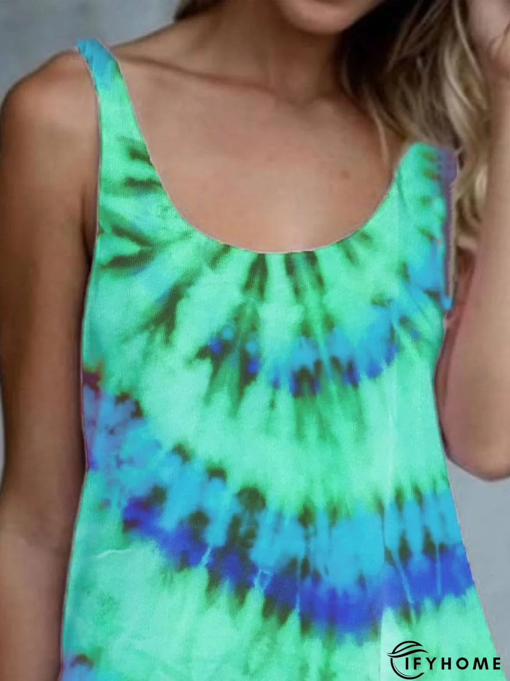 Crew Neck Printed Sleeveless Cotton Tops | IFYHOME