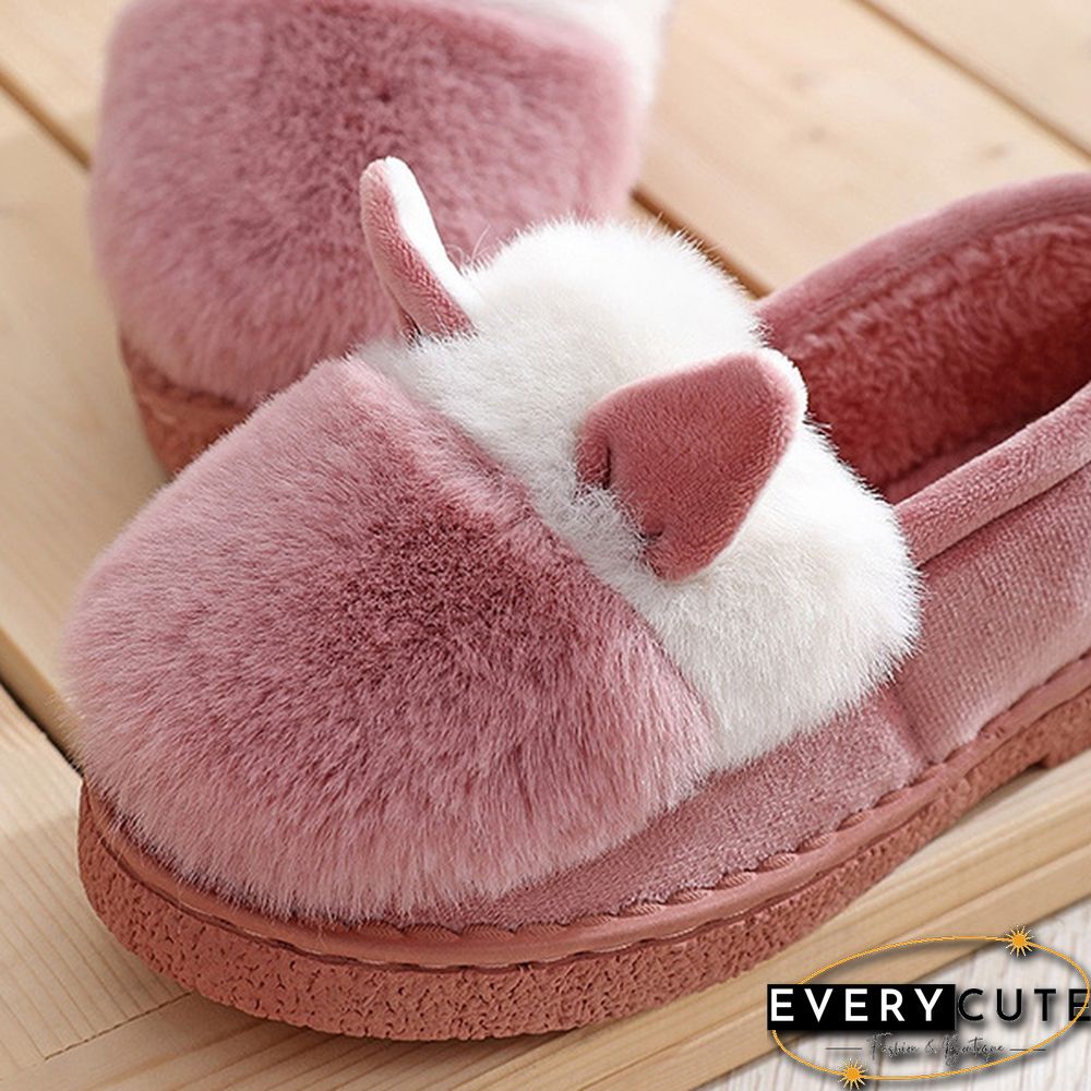 Fashion Autumn Winter Cotton Slippers Rabbit Ear Home Indoor Slippers Winter Warm Shoes Womens Cute Plush Slippers Office Shoes