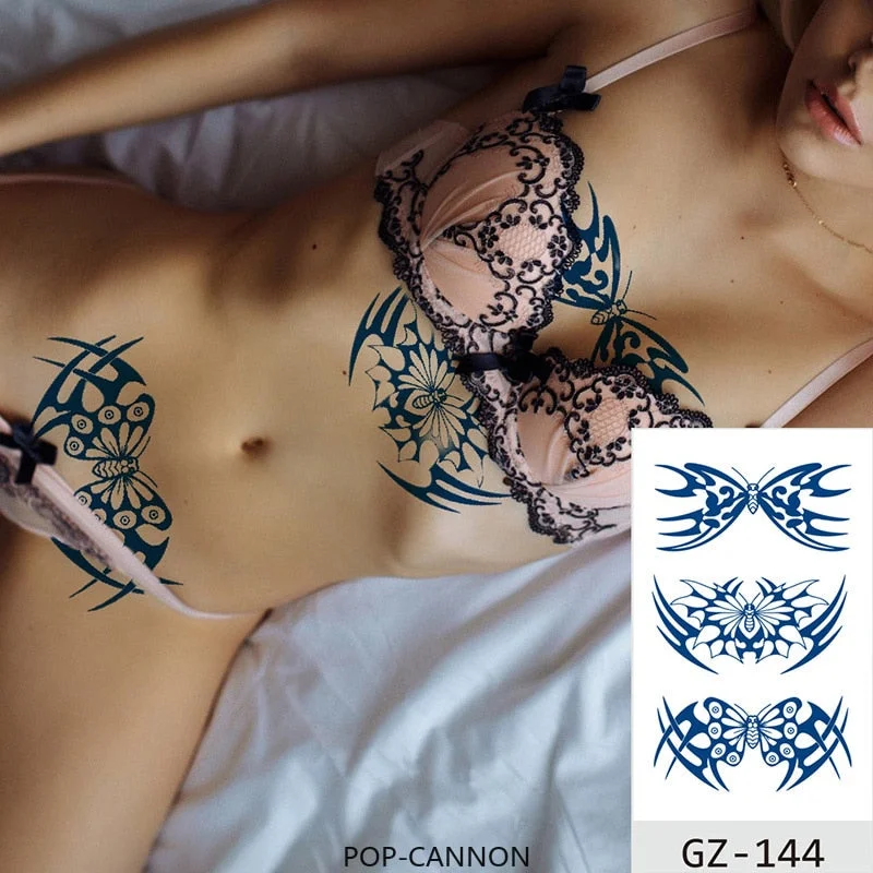 Temporary Tattoos Stickers Geometry Flower Snake Scorpion Juice Ink Lasting Waterproof Arm Chest Waist Hip Realistic Fake Tatoo