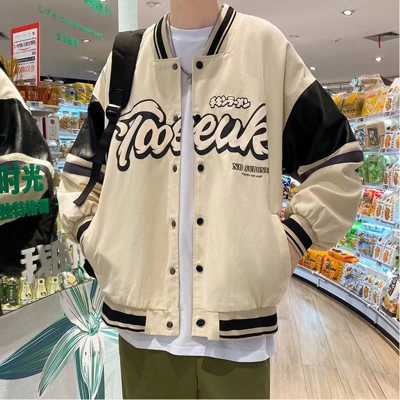 Casual street embroidered patchwork baseball jacket