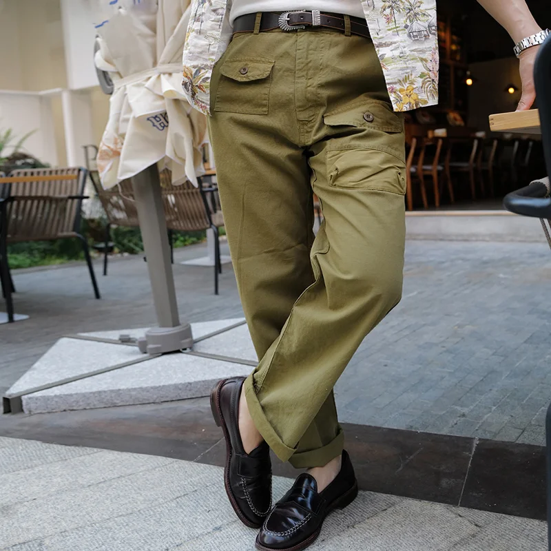British Army Mid-High Waist Single Pocket Washed Distressed Pants