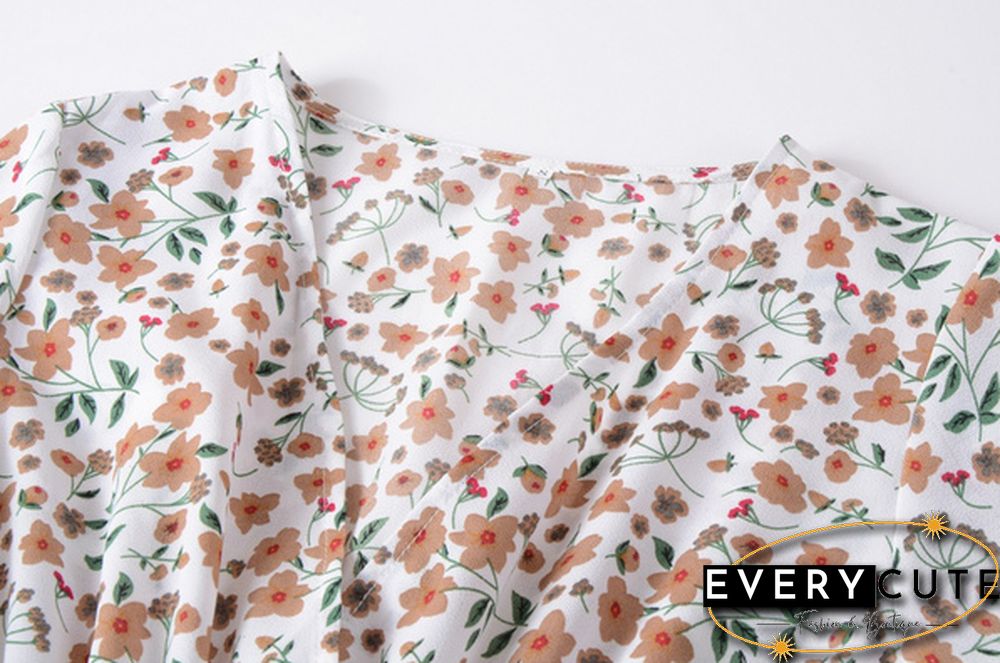 Disty Floral Ruffle Hem Elastic Waist Summer Dress