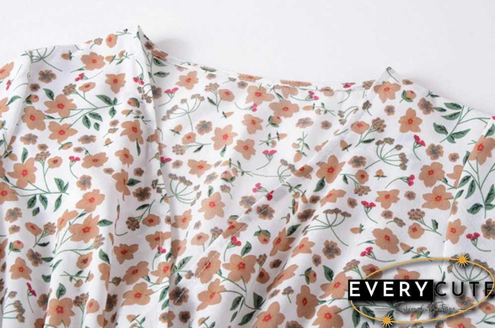 Disty Floral Ruffle Hem Elastic Waist Summer Dress