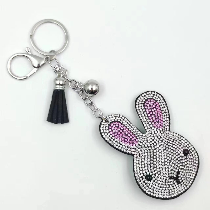 Cute Rabbit Flannel Diamond Women’s Keychain