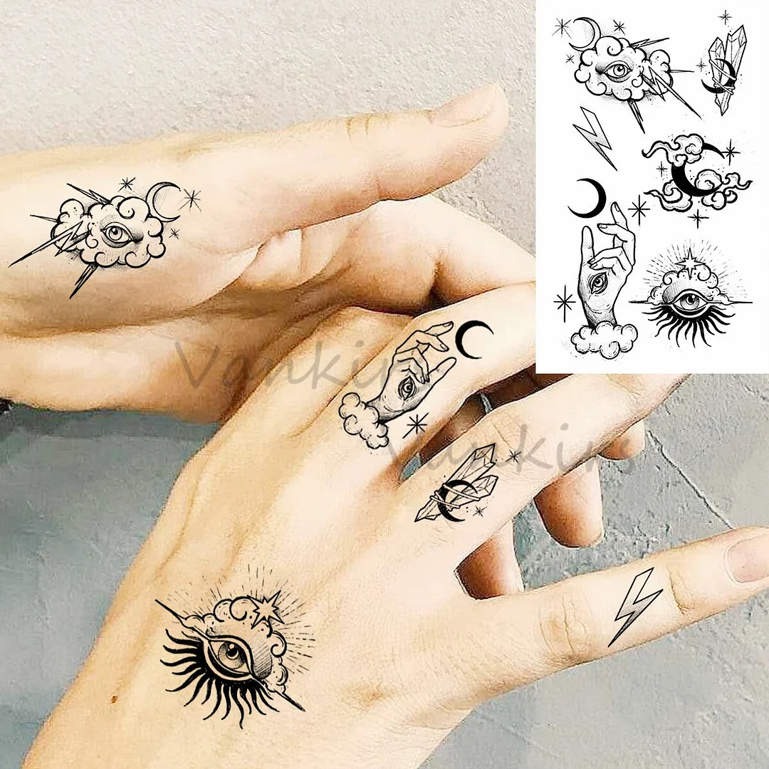 Sdrawing Cloud Coconut Tree Temporary Tattoos For Adults Girls Tiger Flower Compass Mountain Fake Tattoo Sticker Arm Leg Tatoos