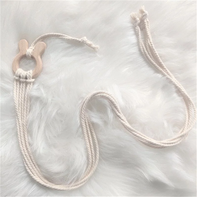 INS Nordic Wooden Baby Hair Clips Holder Cotton Rope Kids Girls Hairpin Storage Belt Photo Organizer Strip Wall Hanging Ornament