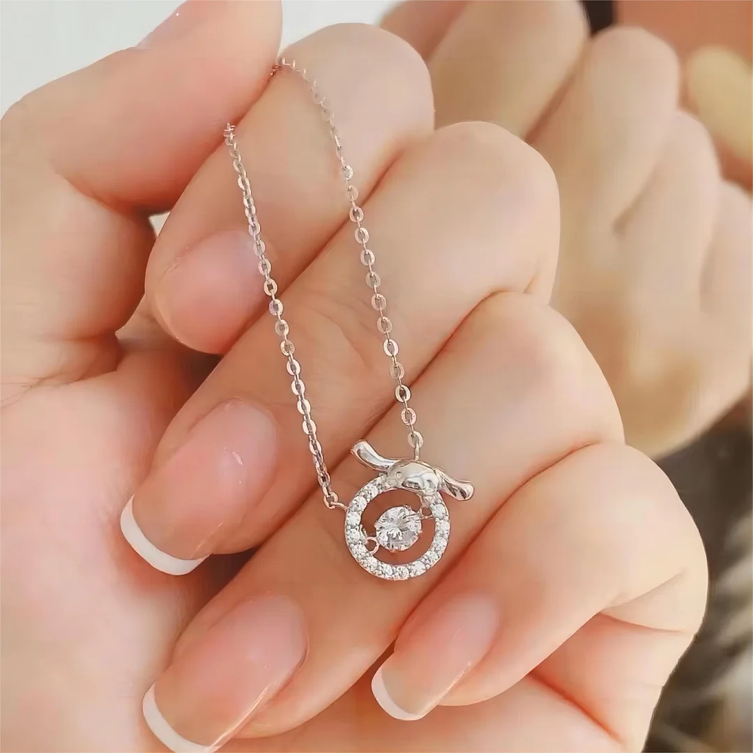 Crystal Rolling Heart Cinnamoroll Necklace