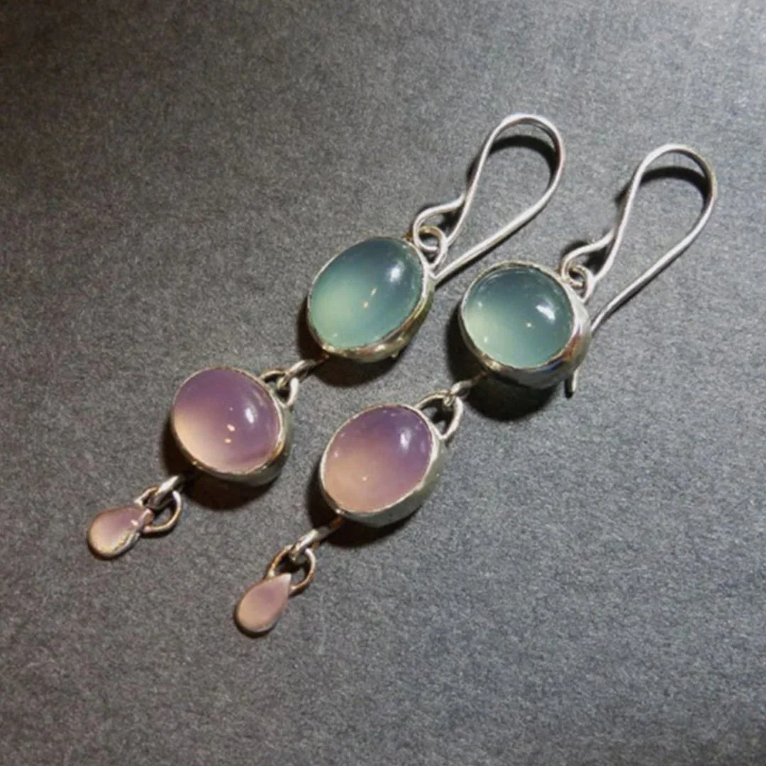 Silver Boho Bicolour Crystal Earrings