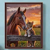 (40*50cm)Horse and Cat - Full Round Drill Diamond Painting