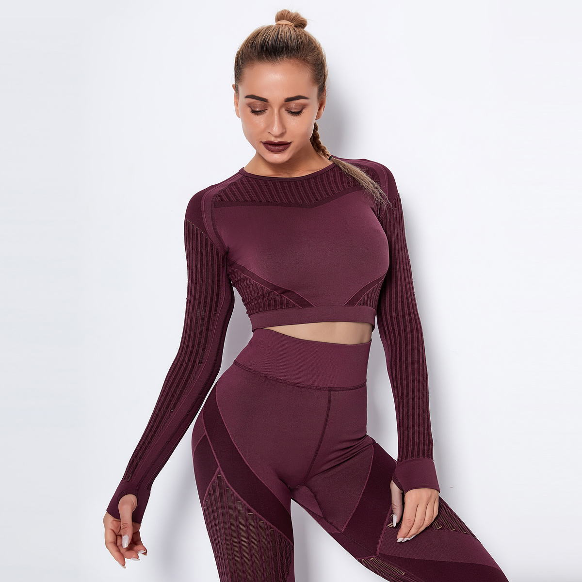 Women's long sleeve athletic shirt with thumb holes