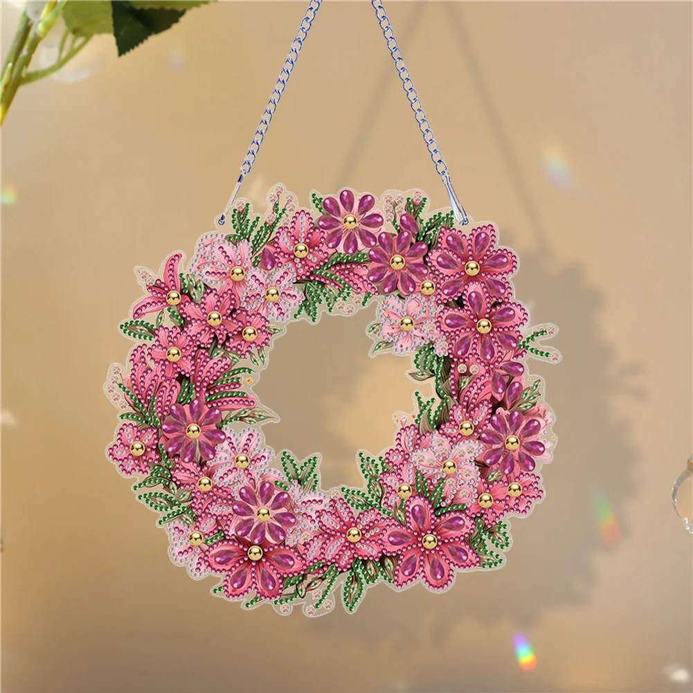 DIY Flower Wreath Acrylic Special Shaped Diamond Painting Wall Decor Wreath