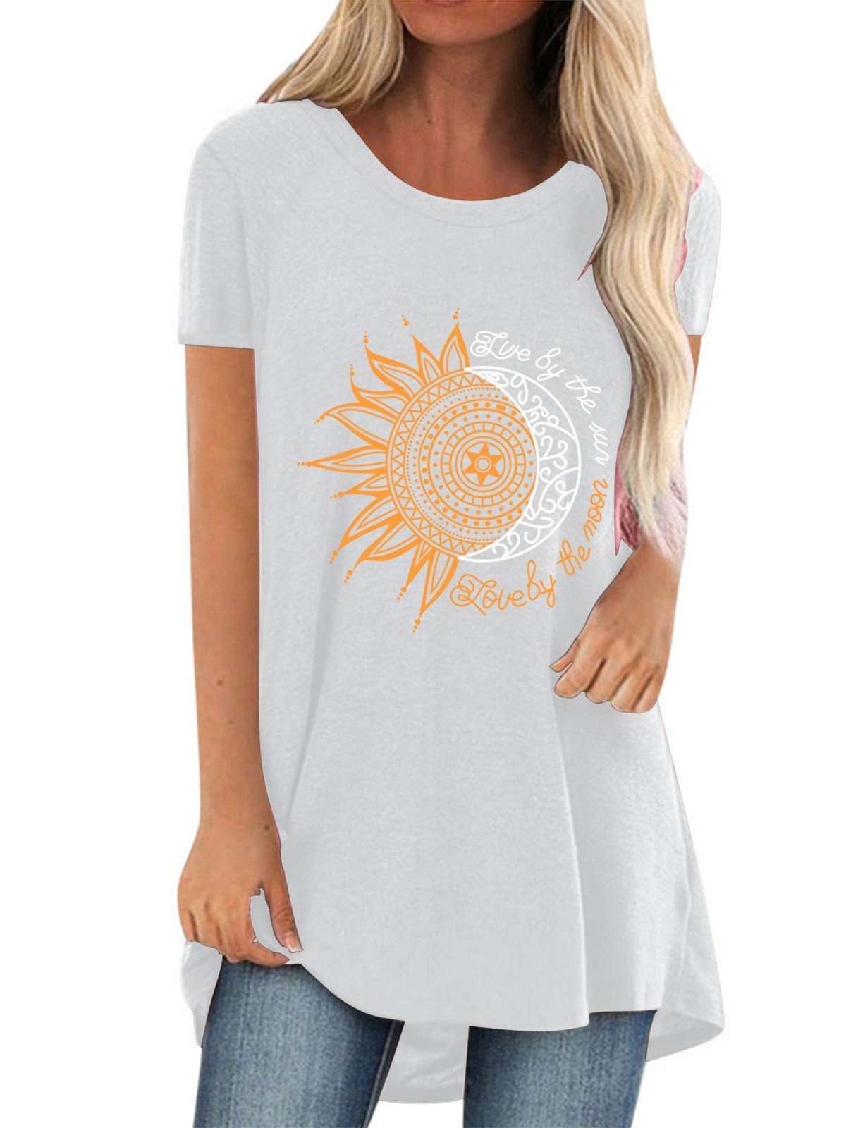 Women Half Sleeve V-neck Solid Color Dress