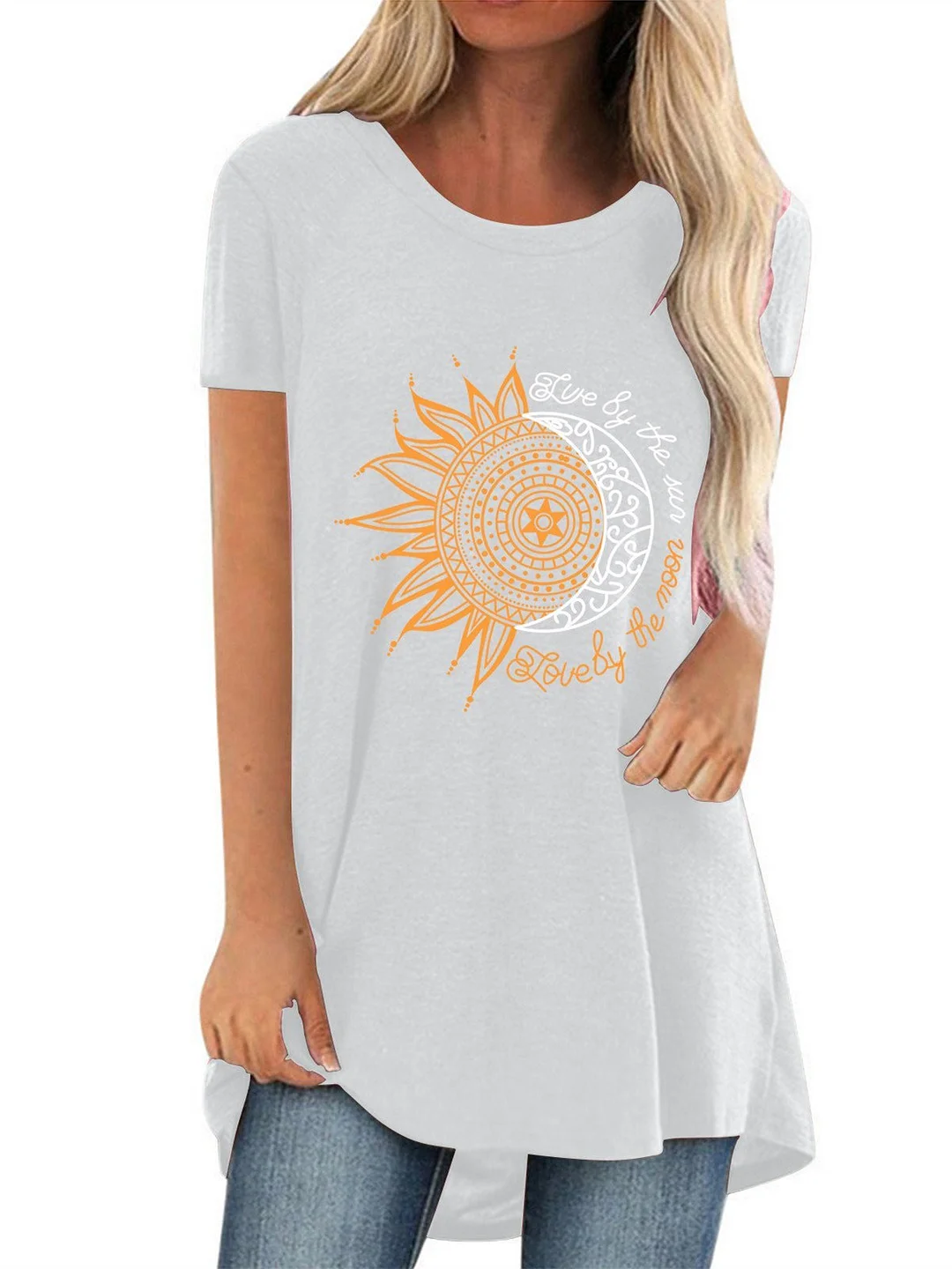 Women Half Sleeve V-neck Solid Color Dress