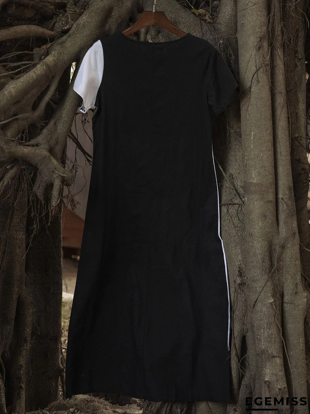 Casual Color Block Midi A-line Tee Dress | EGEMISS