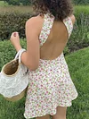Floral Printed Backless Sleeveless Mini Dress