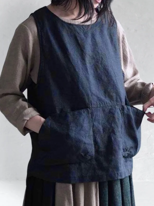 Vintage Linen Buttons-Deco Vest