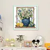 White Flowers In Vase-14CT Stamped Cross Stitch 45*45cm/17.72*17.72in tapestrymarket