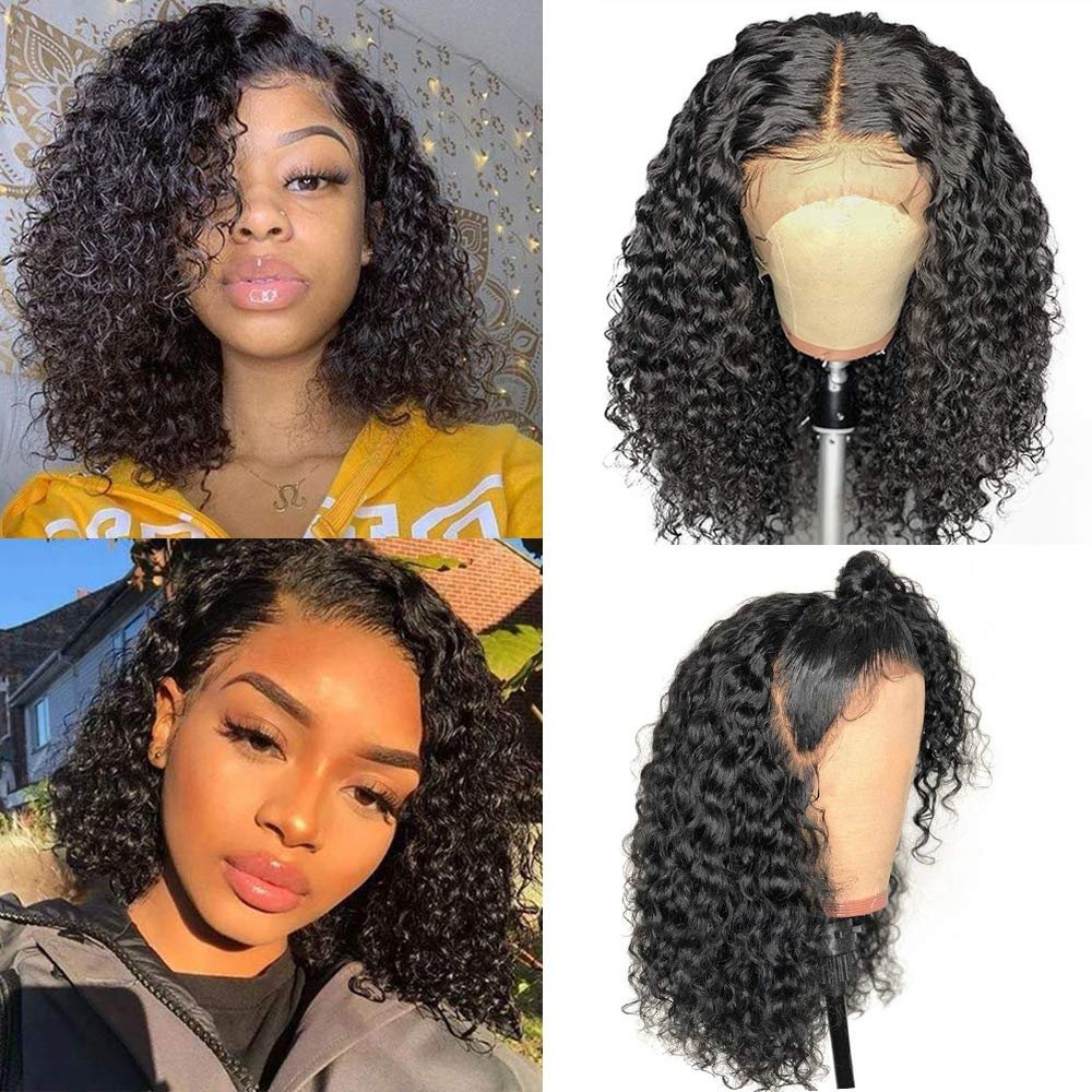 100% Human Hair Lace Wig Bob Curly Wig