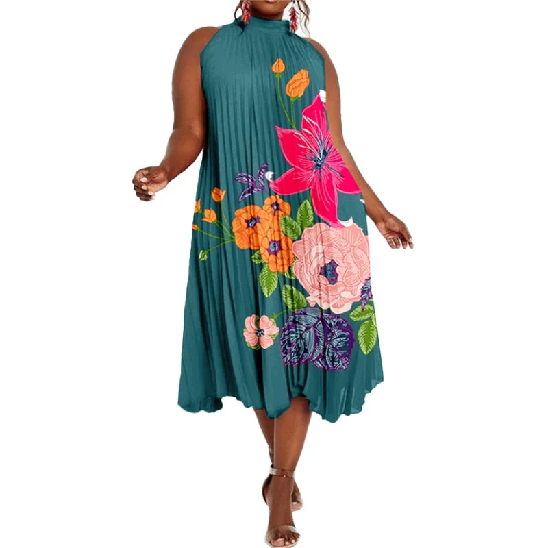 Elegant Satin Slik Dress Women Sexy Sleeveless Stand Collar Evening Party Long Dresses 2022 VONDA  Beach Sundress Casual Vestido