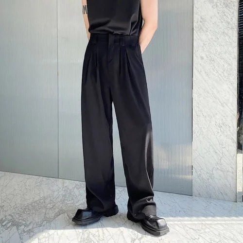 Dawfashion Techwear Streetwear-Spring Solid Straight Leg Trendy Pants-Streetfashion-Darkwear-Techwear